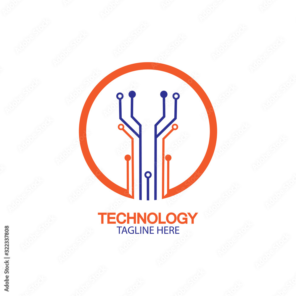 circuit technology logo vector template-vector
