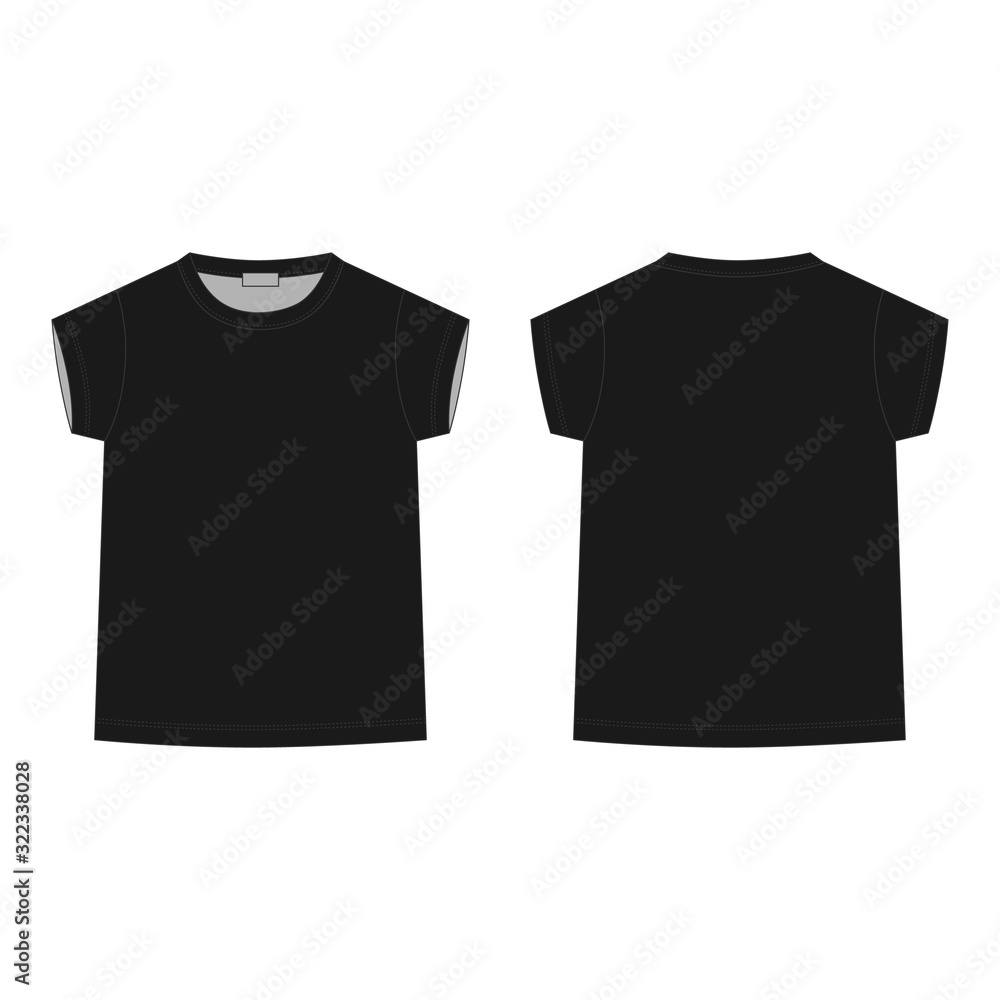 Naklejka premium Technical sketch children's t shirt on gray background. Kids t-shirt design template.
