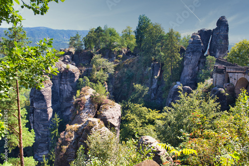 Die Bastei im Elbsandsteingebirge in Sachsen Deutschland photo