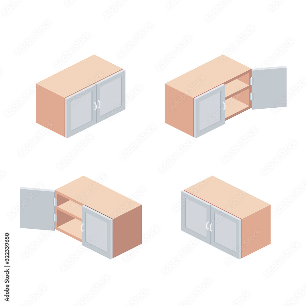 Small overhead cabinet. Vector 3d isometric, color web icon, new flat style. Creative illustration design, idea for infographics.