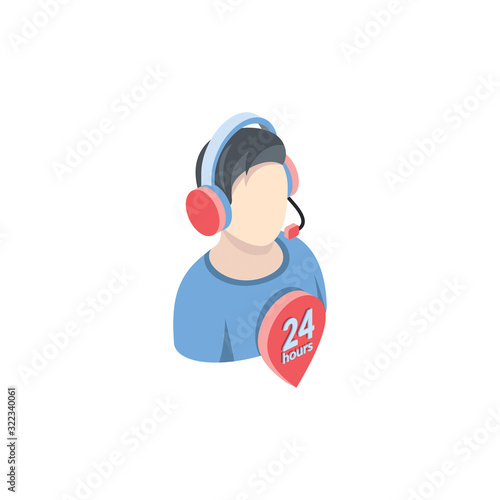 User call operator help support. Vector 3d isometric, color web icon, new flat style. Creative illustration design, idea for infographics.