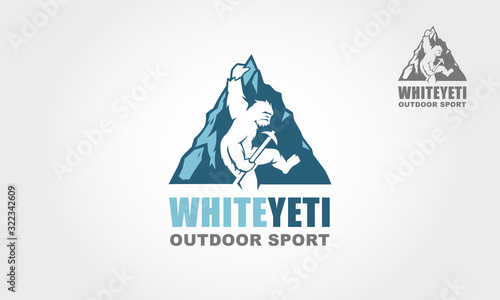 White Yeti Outdoor Sport Vector Logo Illustration.  Yeti, Vector logo template. he vector logo template is suitable for business and product names.