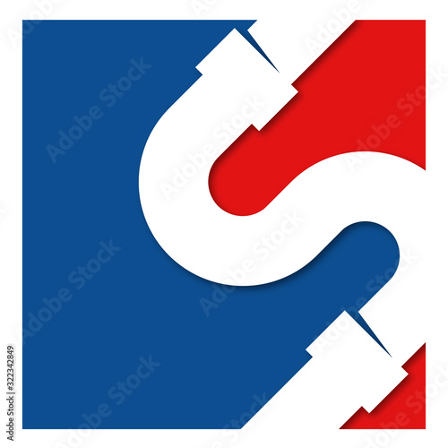 Water pipe plumbing repair and service symbol for business