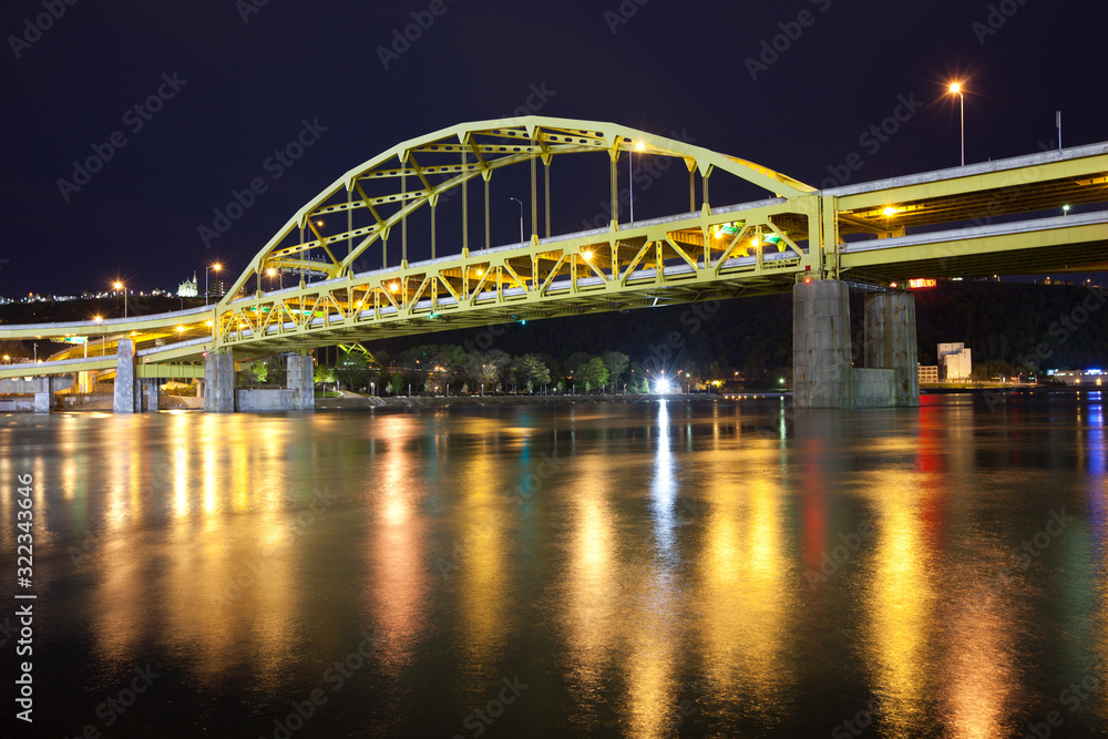 Fort Duquesne Bridge over Allegheny River, Pittsburgh, Pennsylvania, USA