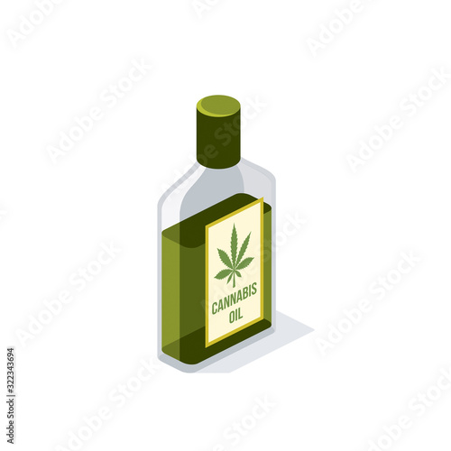 Cannabis oil. Vector 3d isometric, color web icon, new flat style. Creative illustration design, idea for infographics.