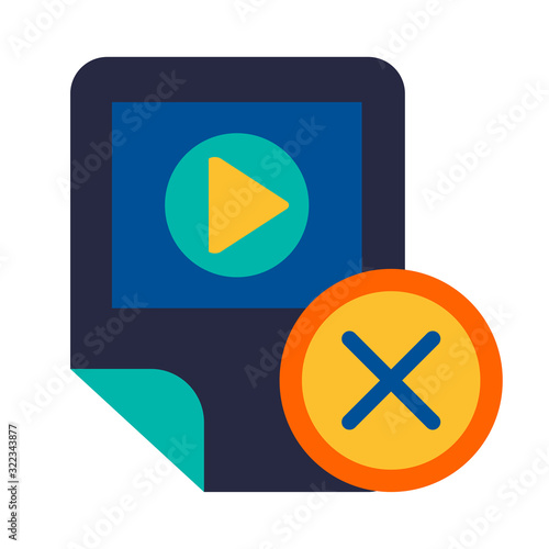Multimedia player removal, app deletion glyph icon