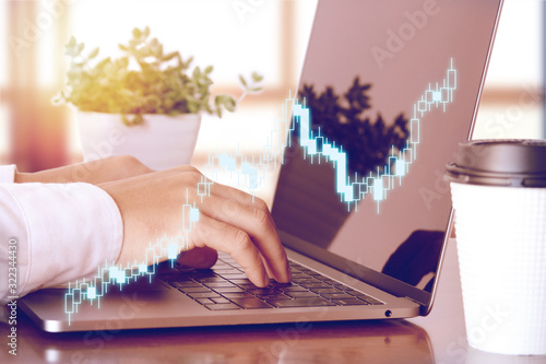 Obraz na plátně 株式市場の値動きと株取引 Trading for stockmarket.