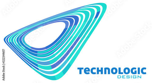 Abstract blue and turquoise technologic shape. Vector