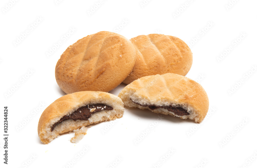 cookies with chocolate filling isolated