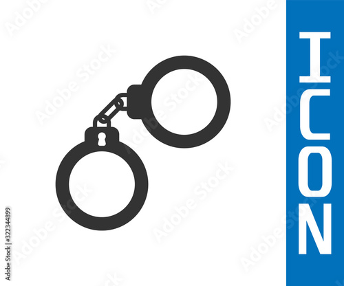 Grey Handcuffs icon isolated on white background. Vector Illustration