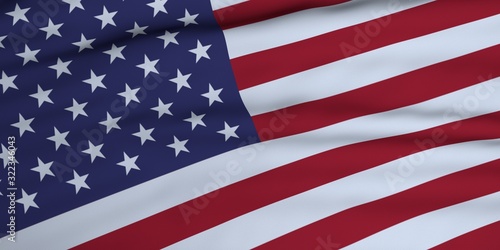 3D Render Fluttering flag of United States of America