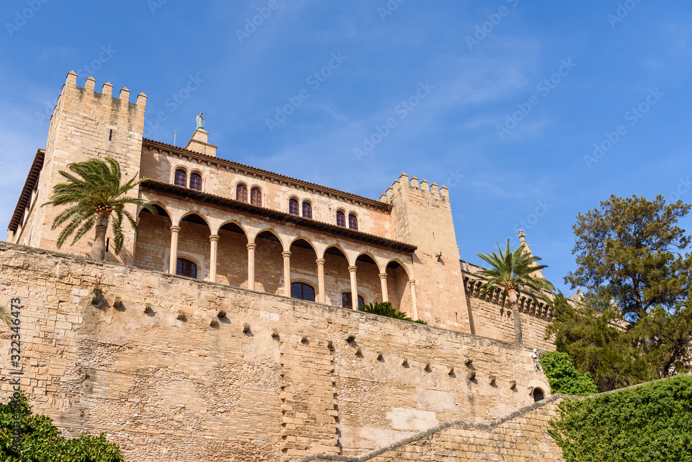 Royal Palace of La Almudaina in Palma de Mallorca on the Island of Mallorca, Baleares, Spain