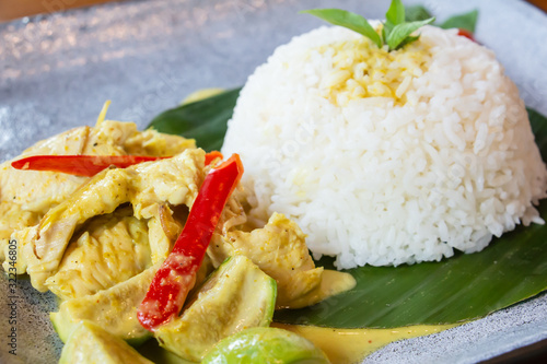 This is green curry ckicken with rice