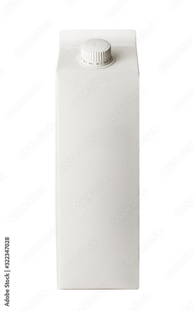 Juice carton on white cutout background with reflection. Juice carton on white cutout background with reflection.