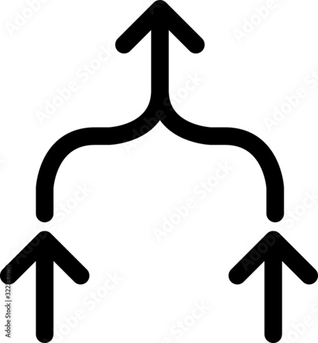 arrows merging into one icon.