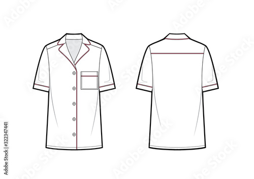 technical drawing of pajamas blouse