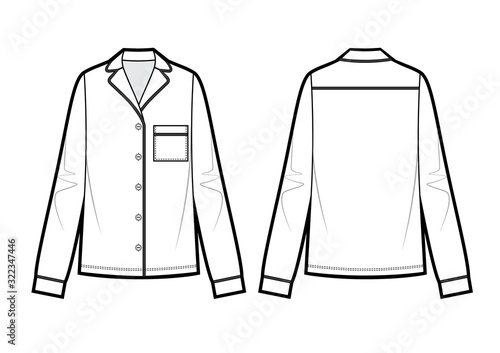 technical drawing of pajamas blouse