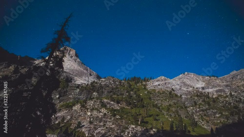Night time stars over the mountains