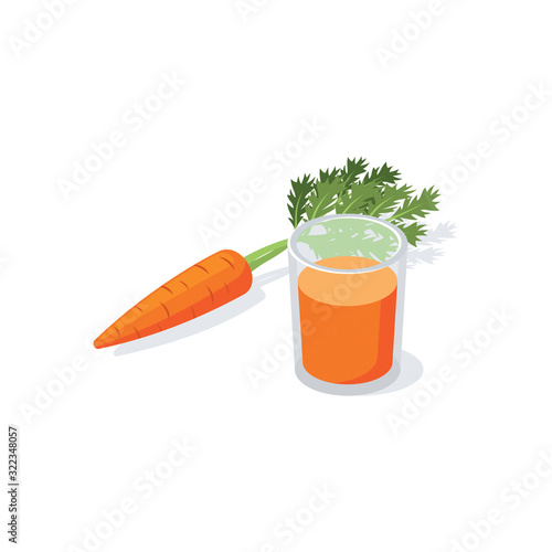 Carrot juice drink. Vector 3d isometric, color web icon, new flat style. Creative illustration design, idea for infographics.
