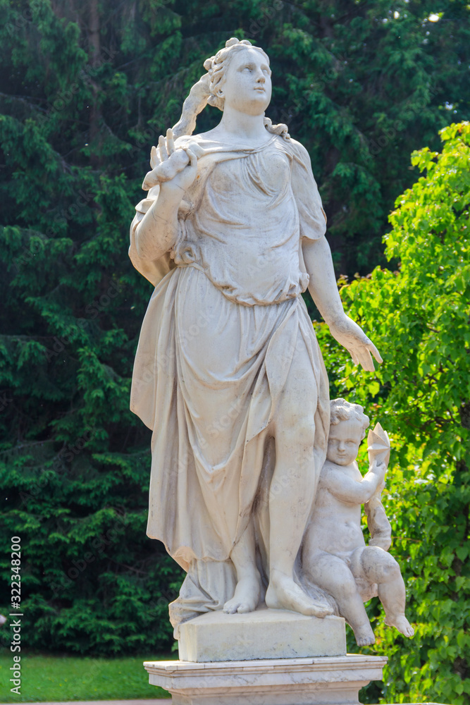 Marble sculpture Air in the lower park of Peterhof in St. Petersburg, Russia Marble sculpture Air in the lower park of Peterhof in St. Petersburg, Russia