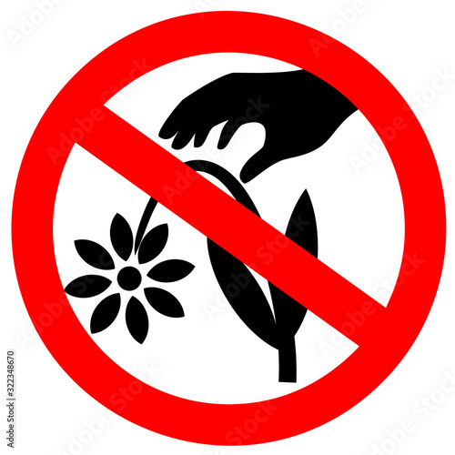 Do not pick flowers vector sign