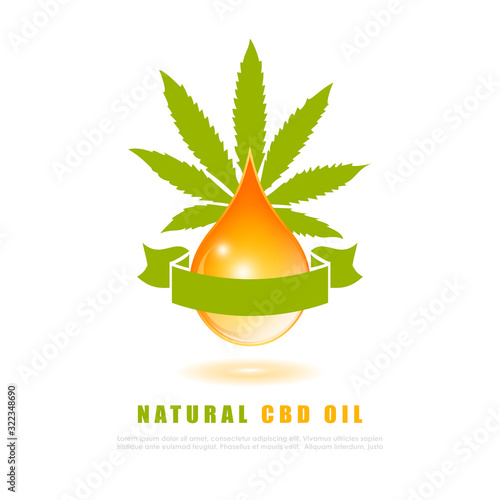 Natural hemp oil vector poster
