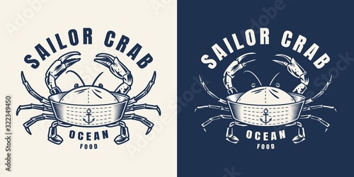 Vintage seafood monochrome emblem