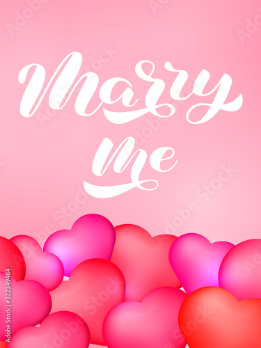 Marry me brush lettering. Vector stock illustration for poster or banner