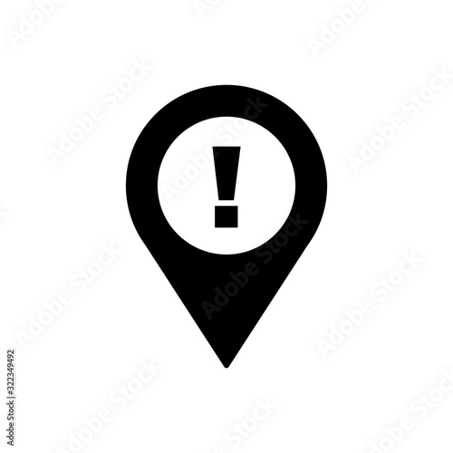 Exclamation mark geo tag outline icon. Symbol, logo illustration for mobile concept and web design.