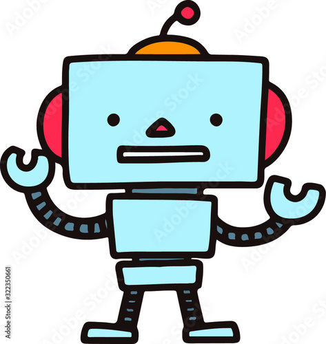 Outlined blue friendly robot