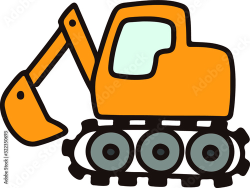 Outlined orange shovel tractor