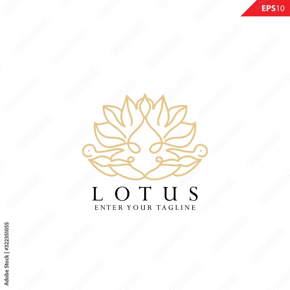Fototapeta premium Luxury Monogram Lotus Flower Logo Template Design Inspiration