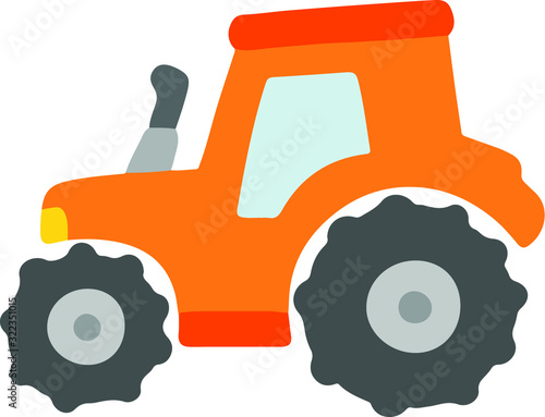 Simple and flat orange farm tractor