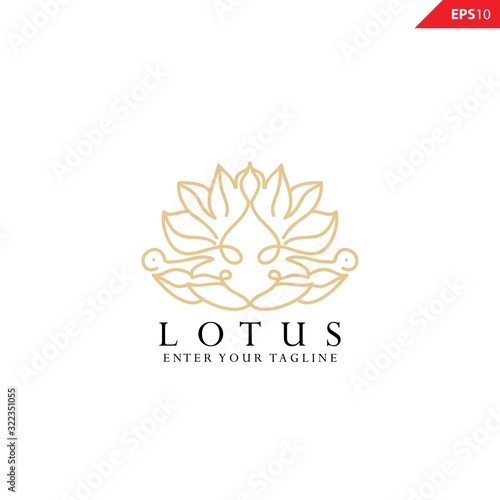 Fototapeta Naklejka Na Ścianę i Meble -  Luxury Monogram Lotus Flower Logo Template Design Inspiration