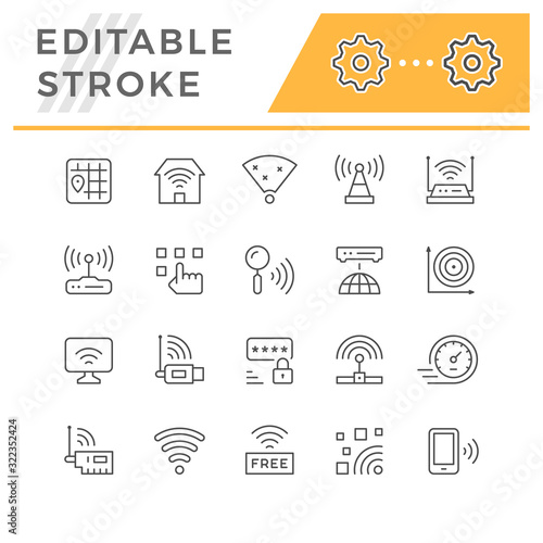 Set line icons of Wi-Fi