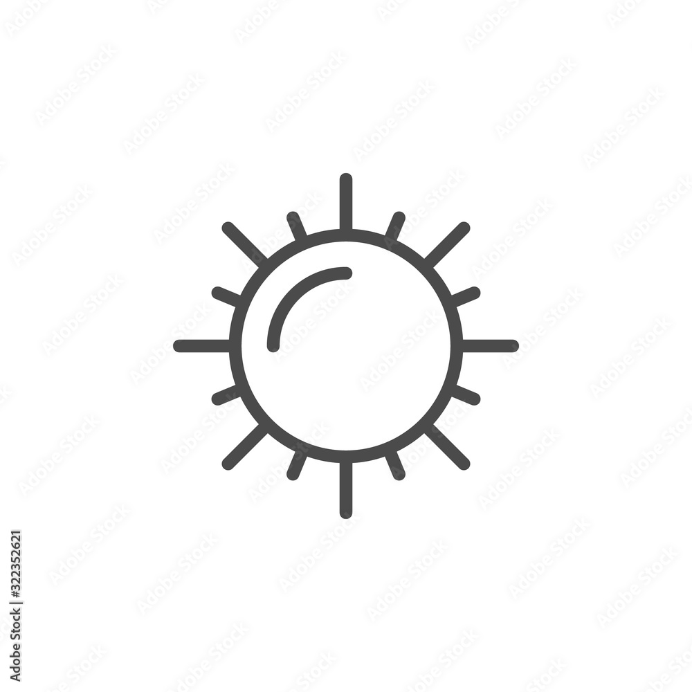 Sun line outline icon and light object