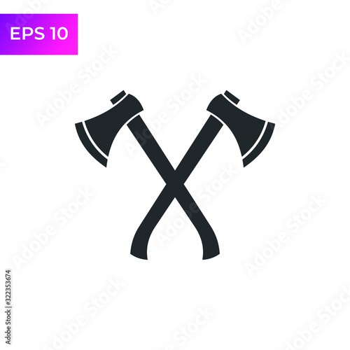Axe Flat icon template color editable. Crossed Axe symbol vector sign isolated on white background. Simple logo vector illustration for graphic and web design.