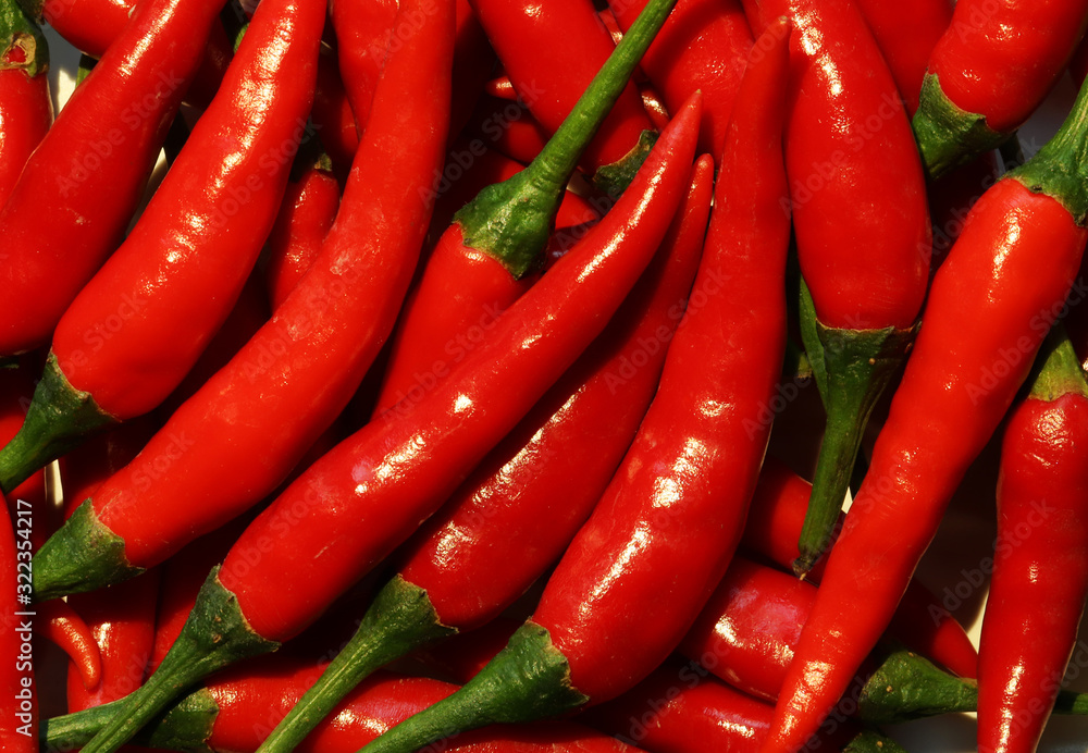 Photography of red hot peppers for food background
