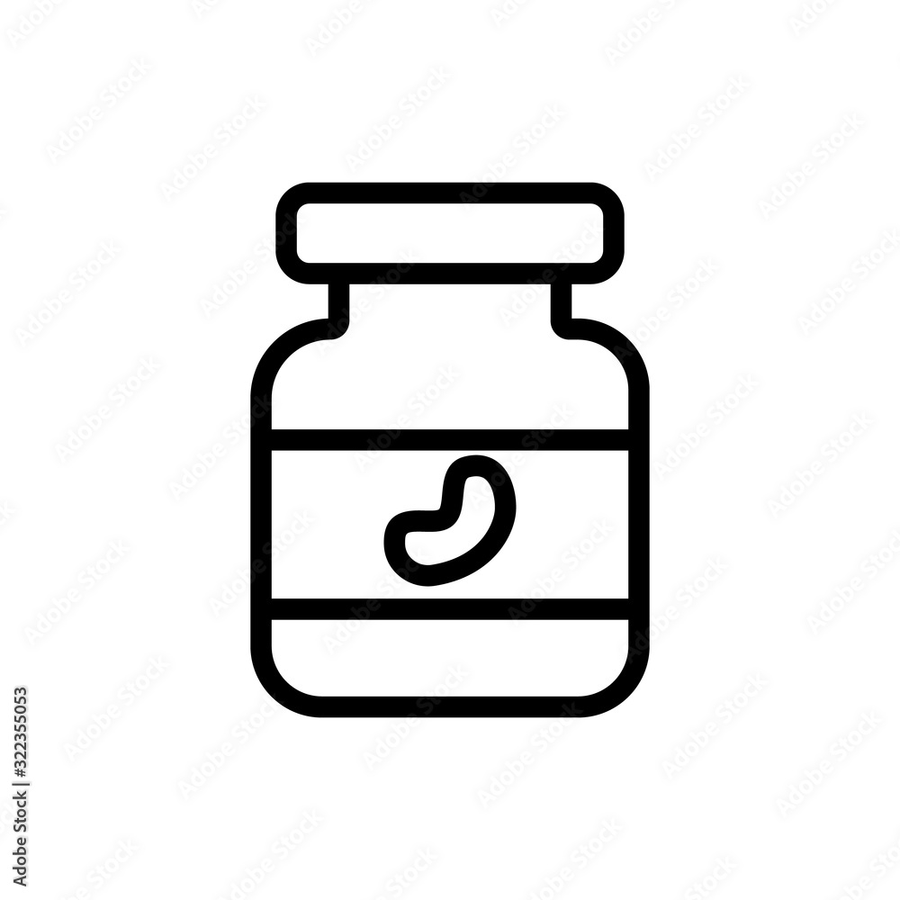 Nut butter icon vector. Thin line sign. Isolated contour symbol illustration Nut butter icon vector. Thin line sign. Isolated contour symbol illustration