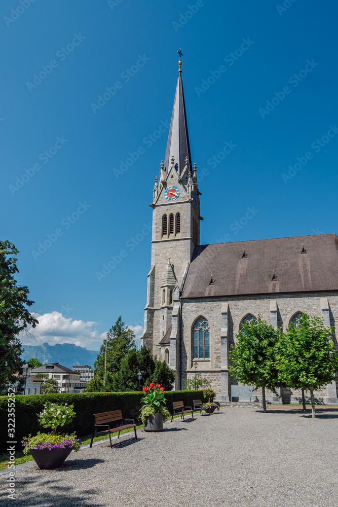 Vaduz Cathedral, or Cathedral of St. Florin, neo-Gothic church in Vaduz, Liechtenstein.