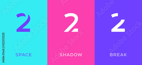 Set of number 2 minimal logo icon design template elements
