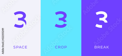 Set of number 3 minimal logo icon design template elements
