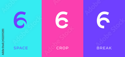 Set of number 6 minimal logo icon design template elements