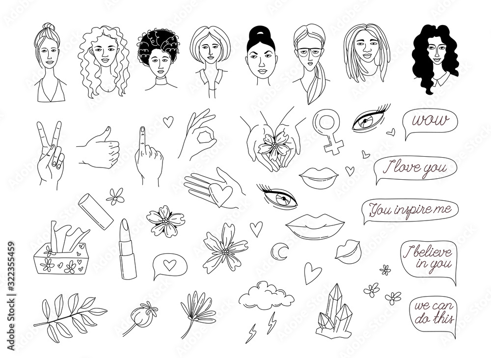 Naklejka premium Women's International Day Girl power and support seamless pattern