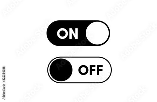 On off icon. Switch button. Black and white colors. Vector illustration. Eps 10.