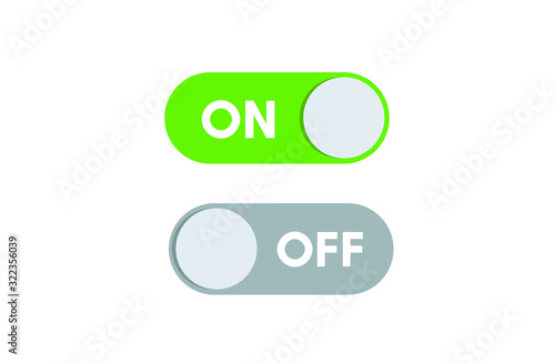 On off icon. Switch button. Green and grey colors. Vector illustration. Eps 10.