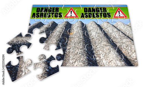 Asbestos removal  - concept image in jigsaw puzzle shape photo