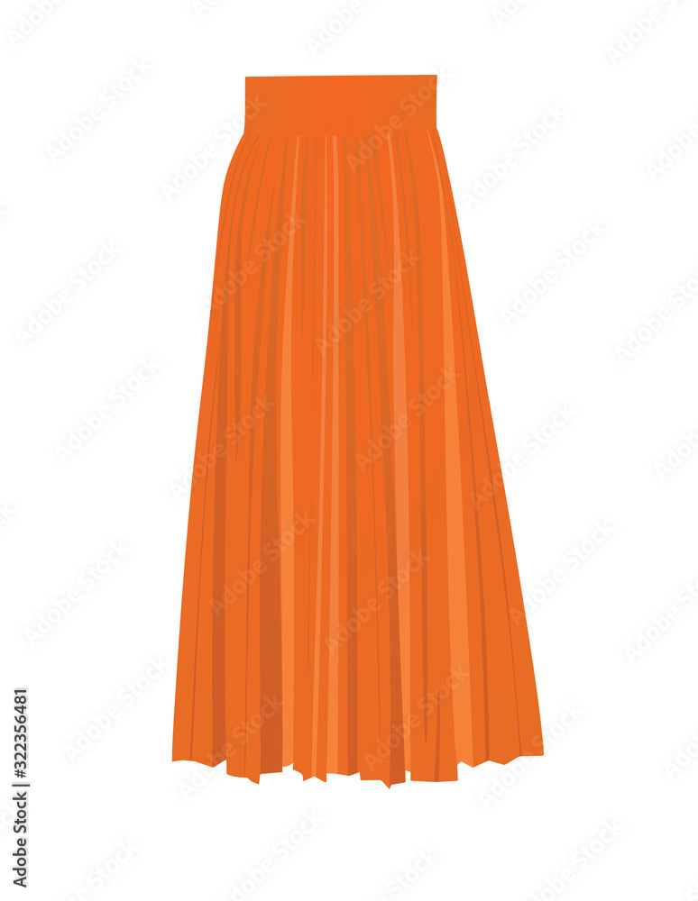 Orange pleated skirt. vector illustration