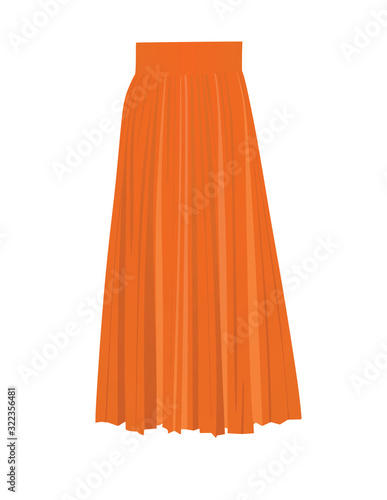 Orange pleated skirt. vector illustration