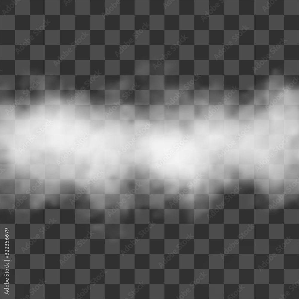 Fototapeta premium Clouds, white fog, smog on transparent background. Vector effect mist and smoke.